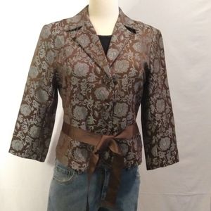 ZINC Womens satin jacket, brown/pale blue size M